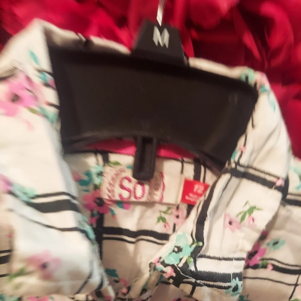 SO Girls Size 12 Long Sleeve Floral Peplum Button Down Top