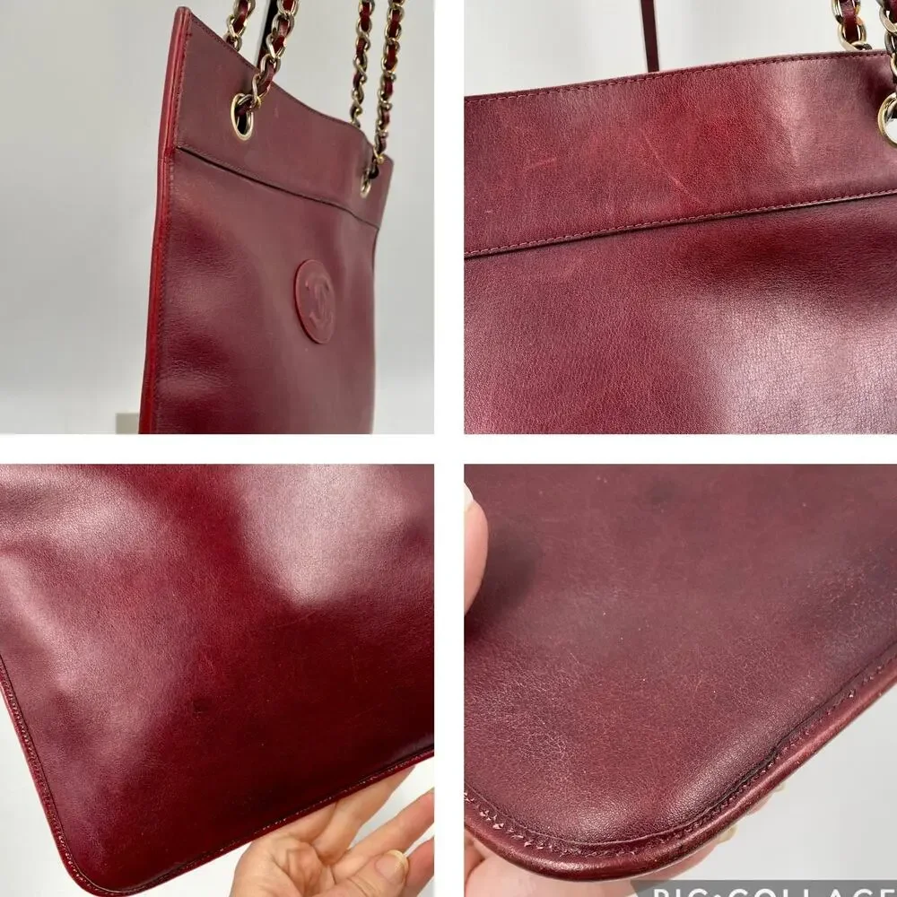 CHANEL burgundy lambskin