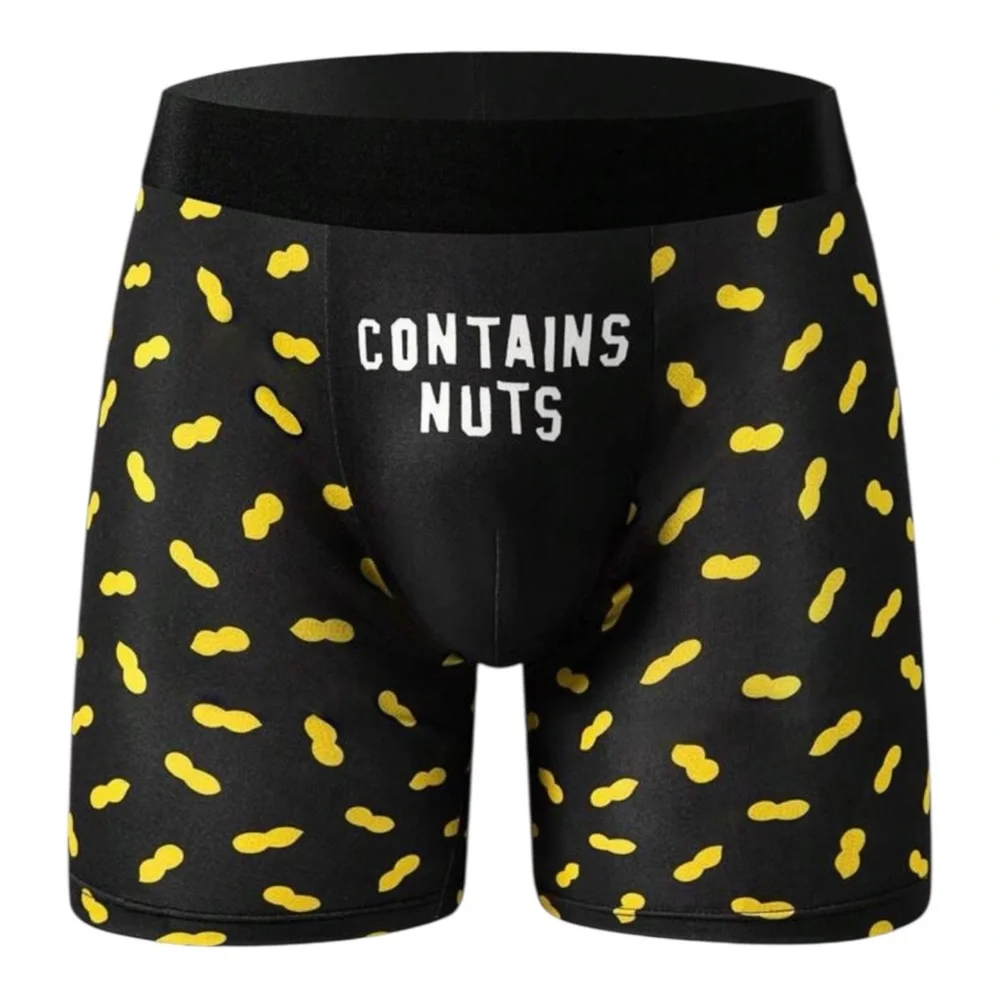🪷 “Contains Nuts” Black & Yellow Men’s Boxer Briefs