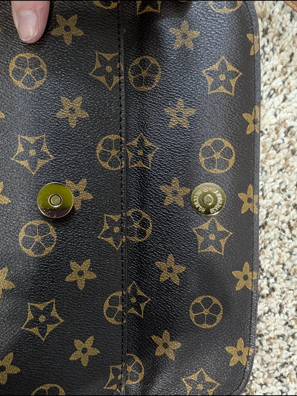 Brown and Gold Monogram Wristlet Clutch