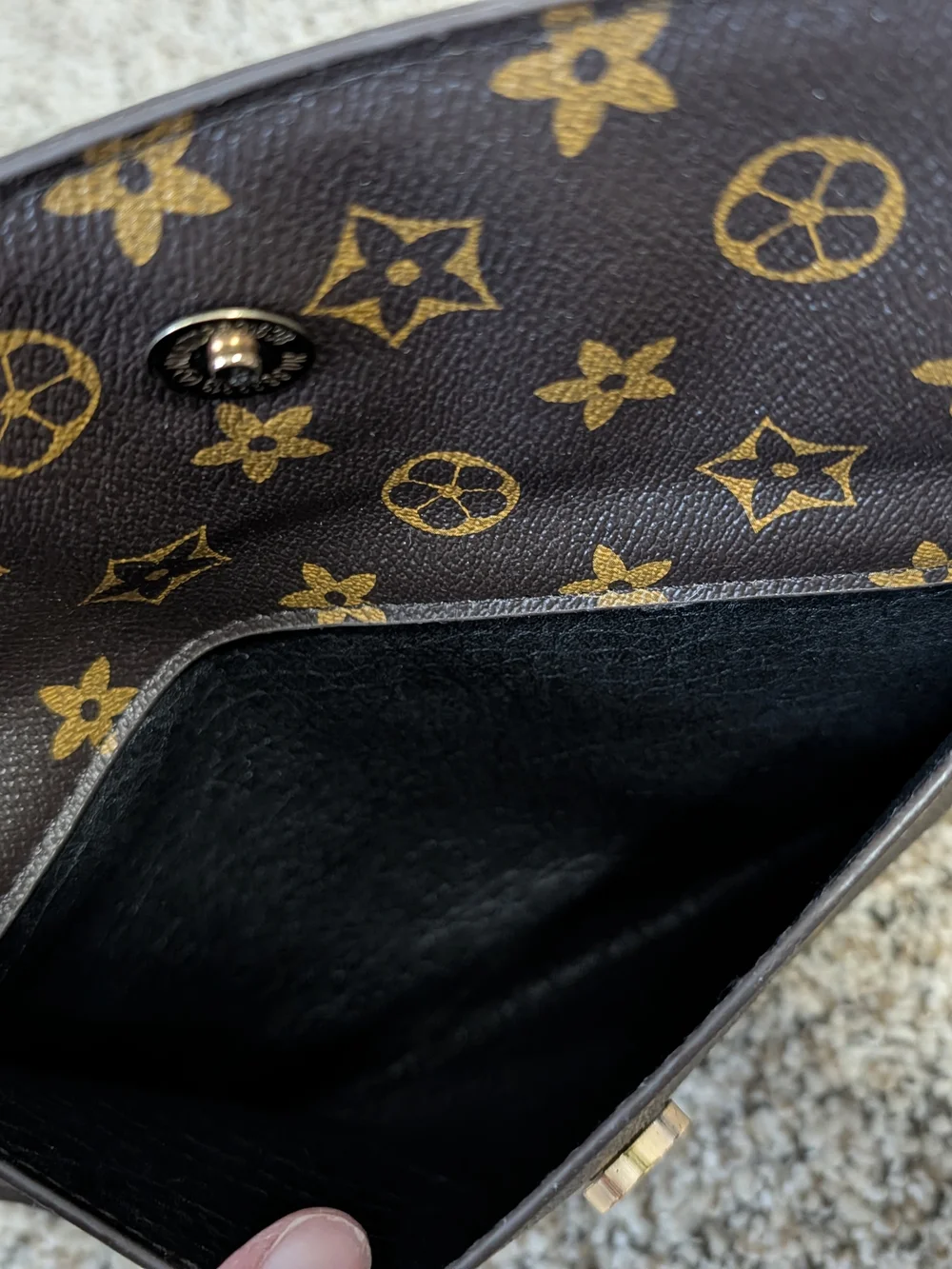 Brown and Gold Monogram Wristlet Clutch