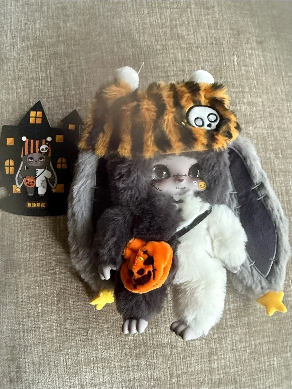Lokiki Plush Bunny Doll with Halloween Tiger Hat Halloween
