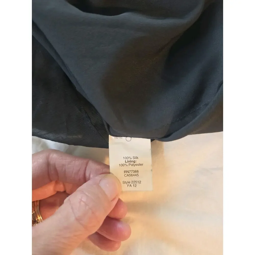 J. Crew Black Strapless Pleated Chiffon Silk Dress built in bra LBD sz 18 formal