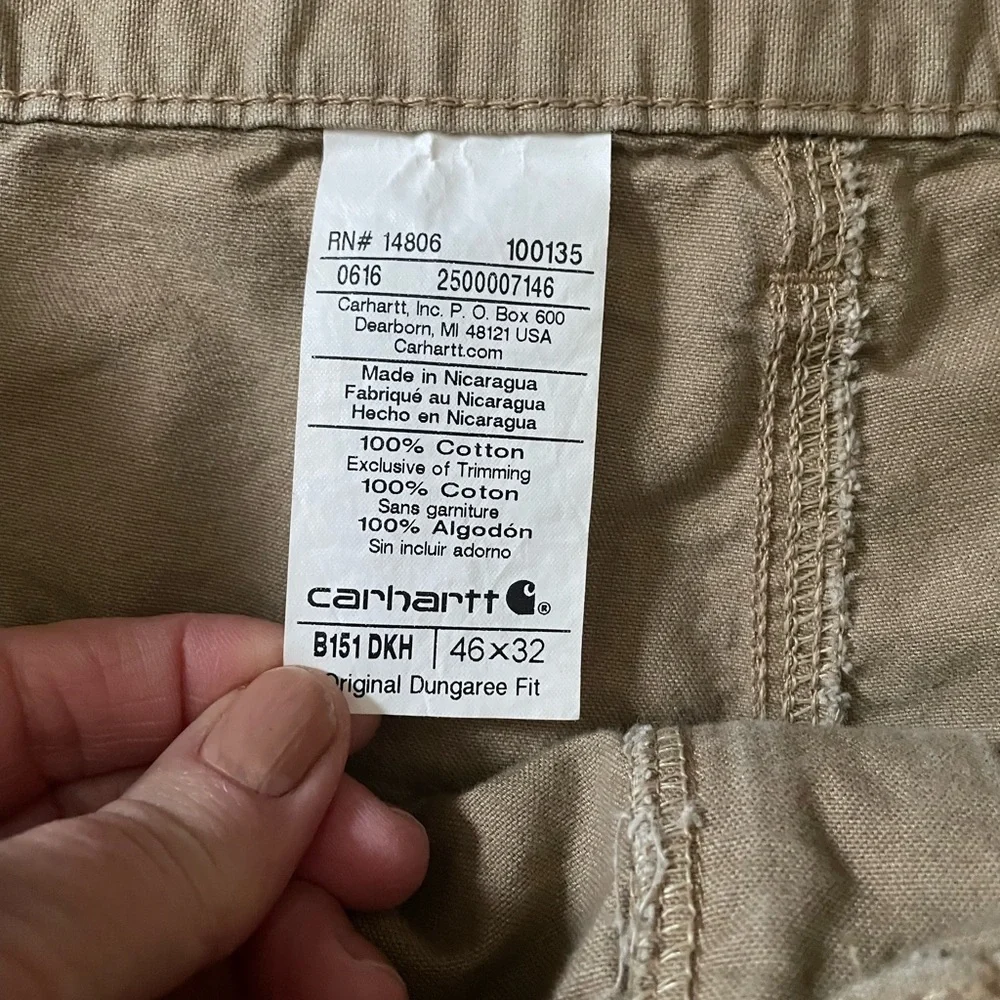 Carhartt Khaki Men’s Work Pants.  46 x 32 100% Cotton