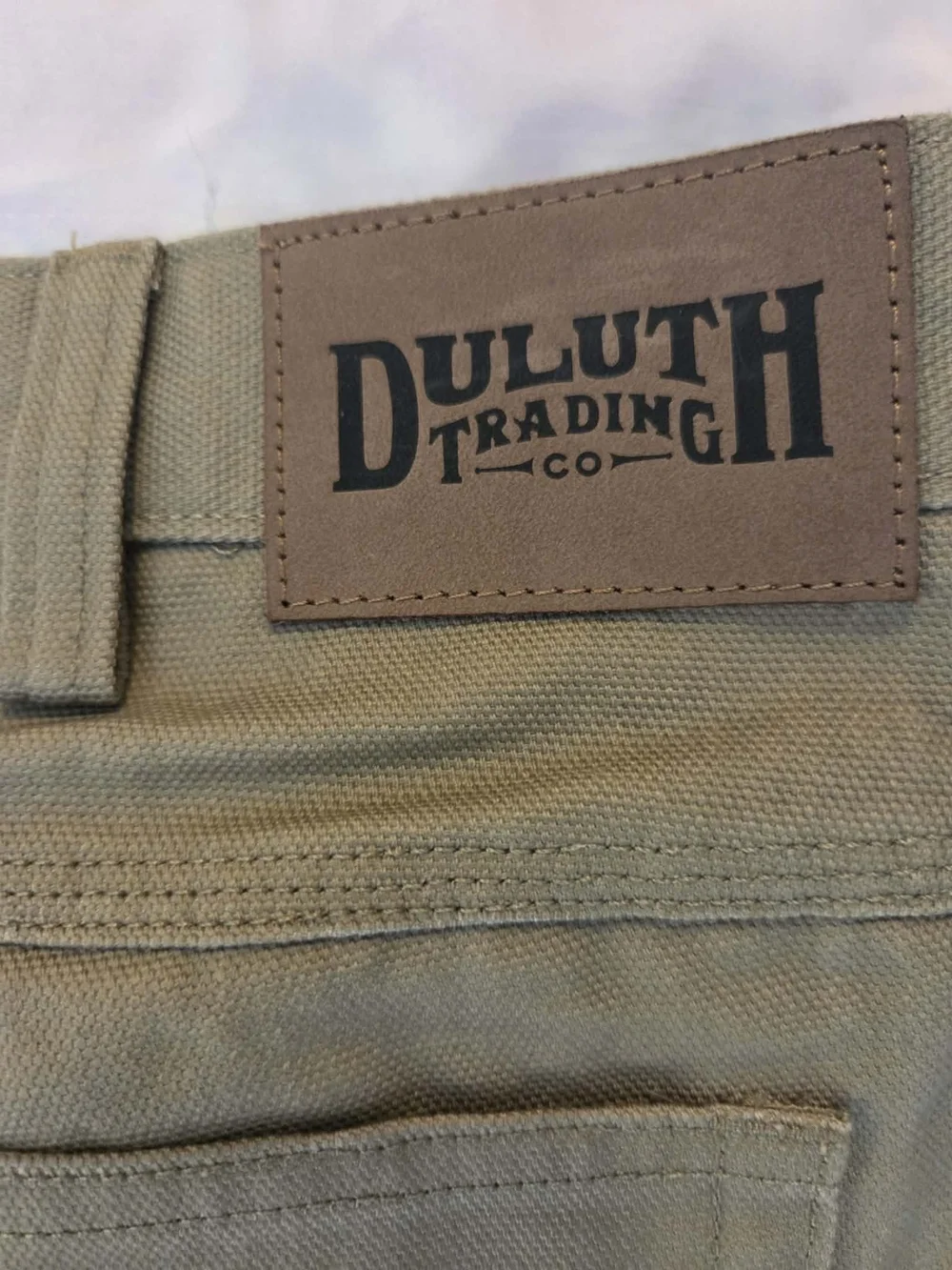 Duluth Trading Co. Tan/Natural Fire Hose 5-Pocket Jeans Tag