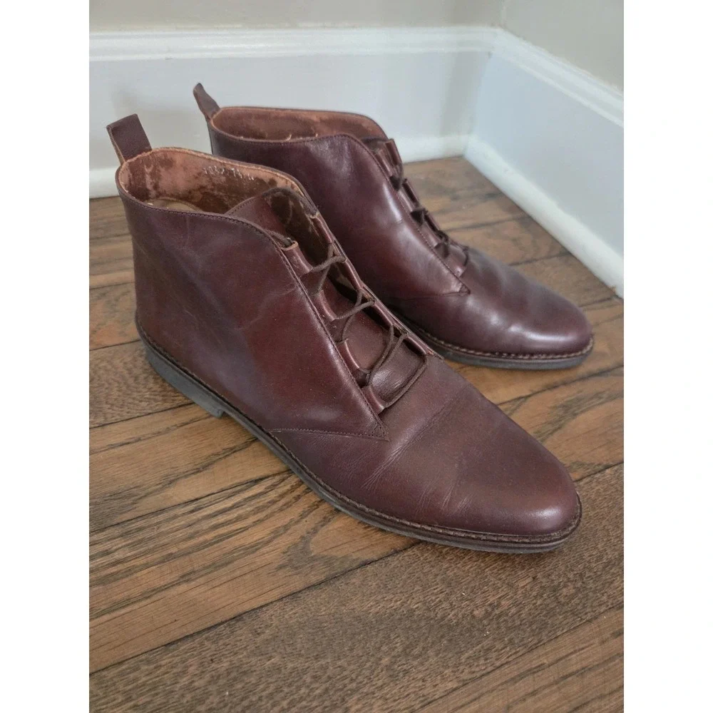 Vtg Bandolino Leather Ankle Boots Women's 7.5 N Brown 90s Chukka Lace Up