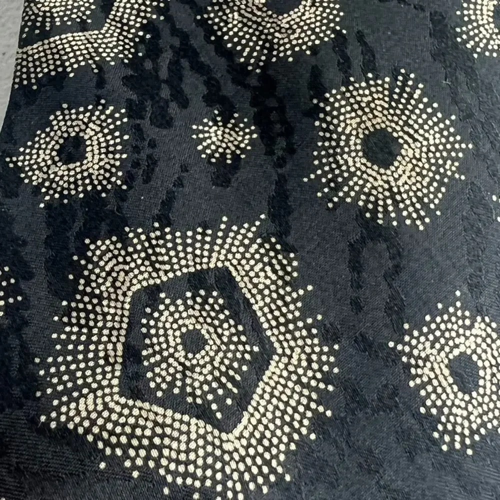 Giorgio Armani Necktie Men's 100% Pure Silk Black Burst Circles Geometric