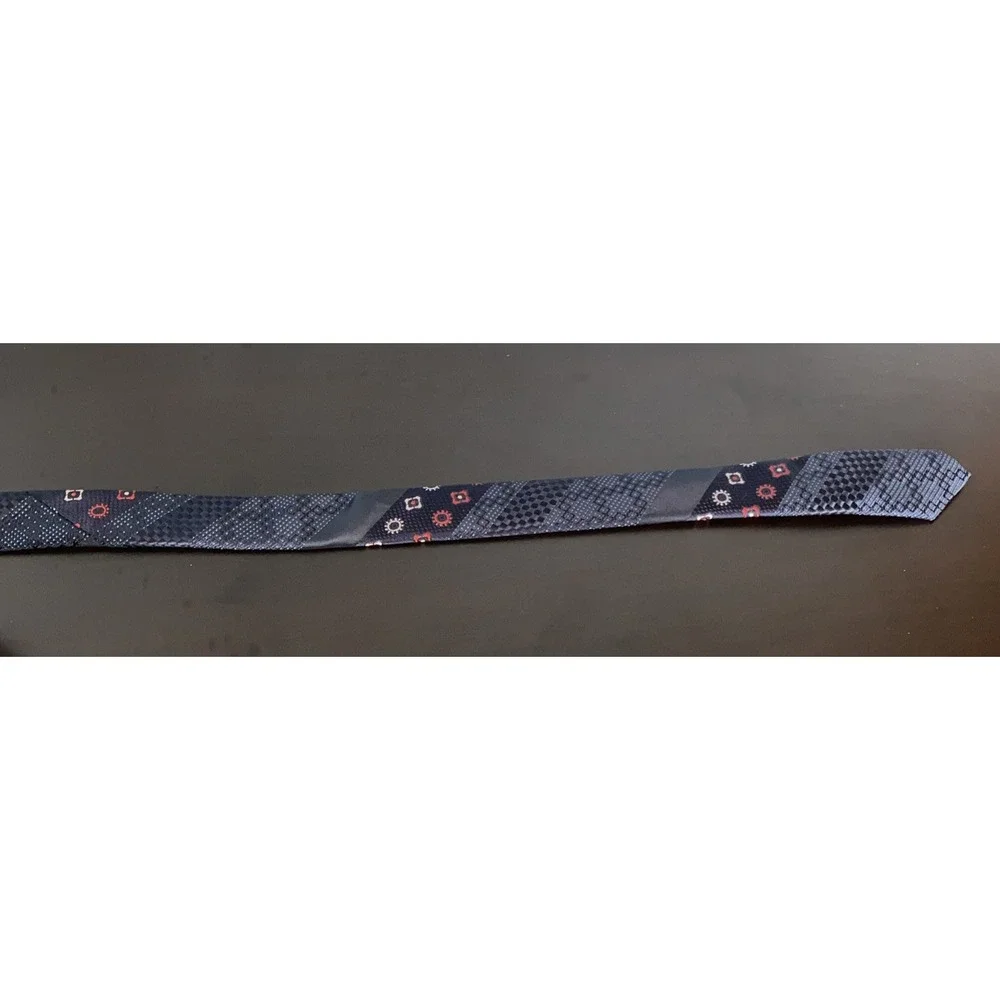 Vintage 50s 60s Blue‎ Atomic Age Geometric Diagonal Stripe Tie Mr. D's St. Louis