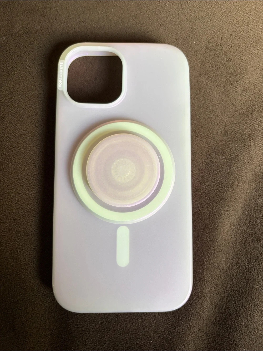 PopSocket iPhone 15 Case with MagSafe PopSocket — Iridescent White and Lavender