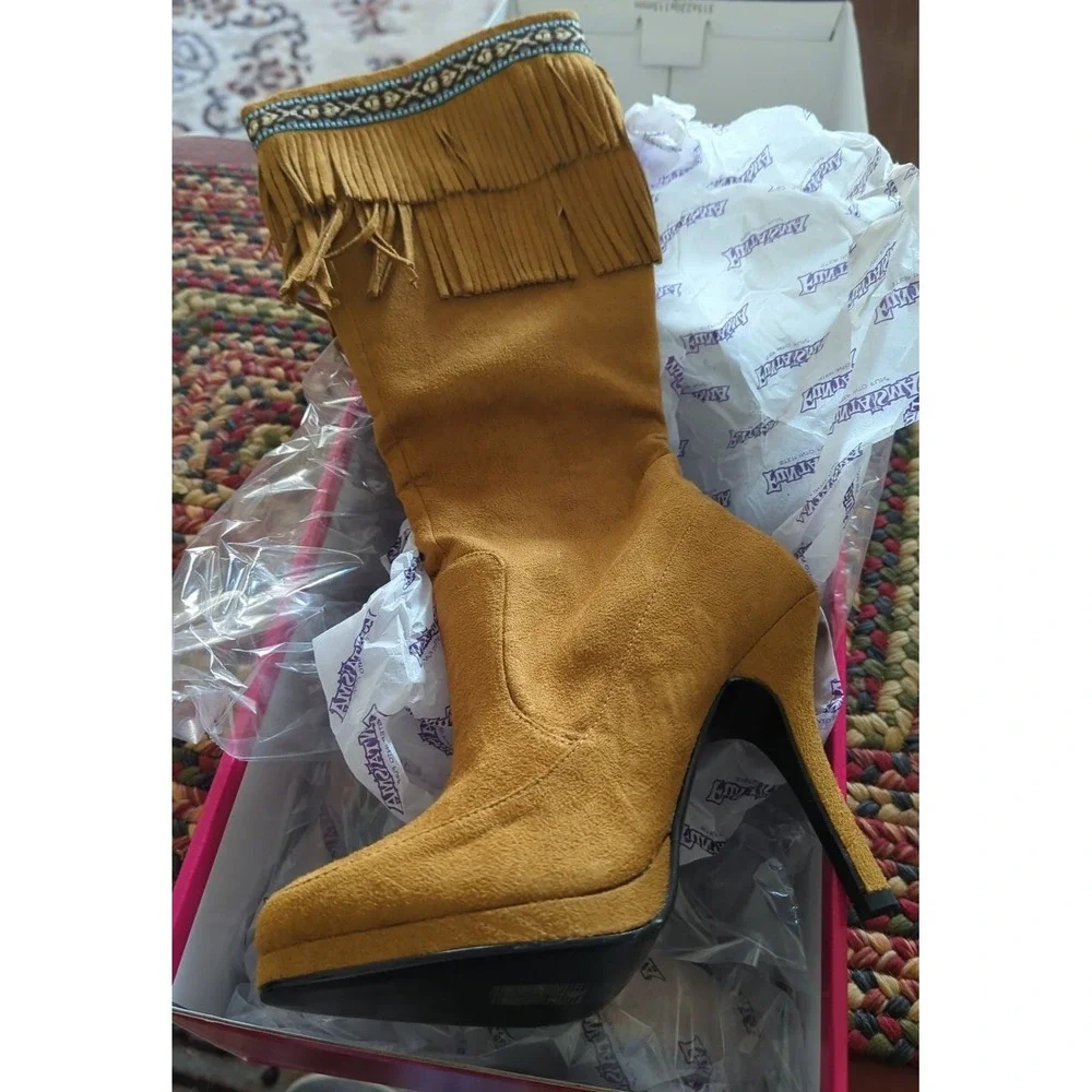 NEW Funtasma Women's Sz 7 Tan Microfiber INDIAN290/TMF‎ Boots Sexy!