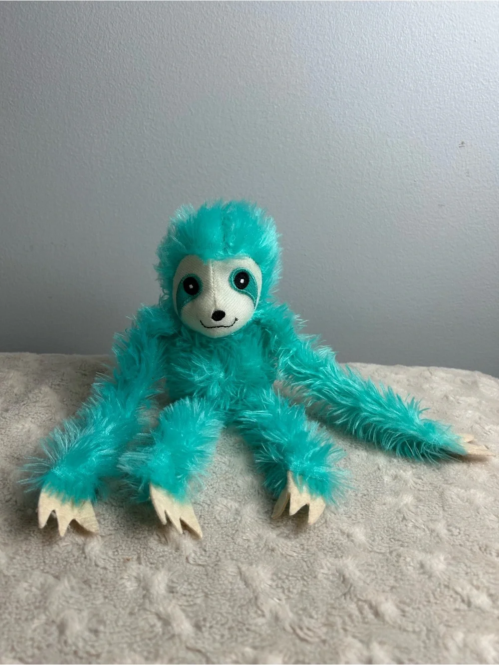 Goffa Three Toed Sloth Plush Stuffed Animal Toy Teal Blue Green White