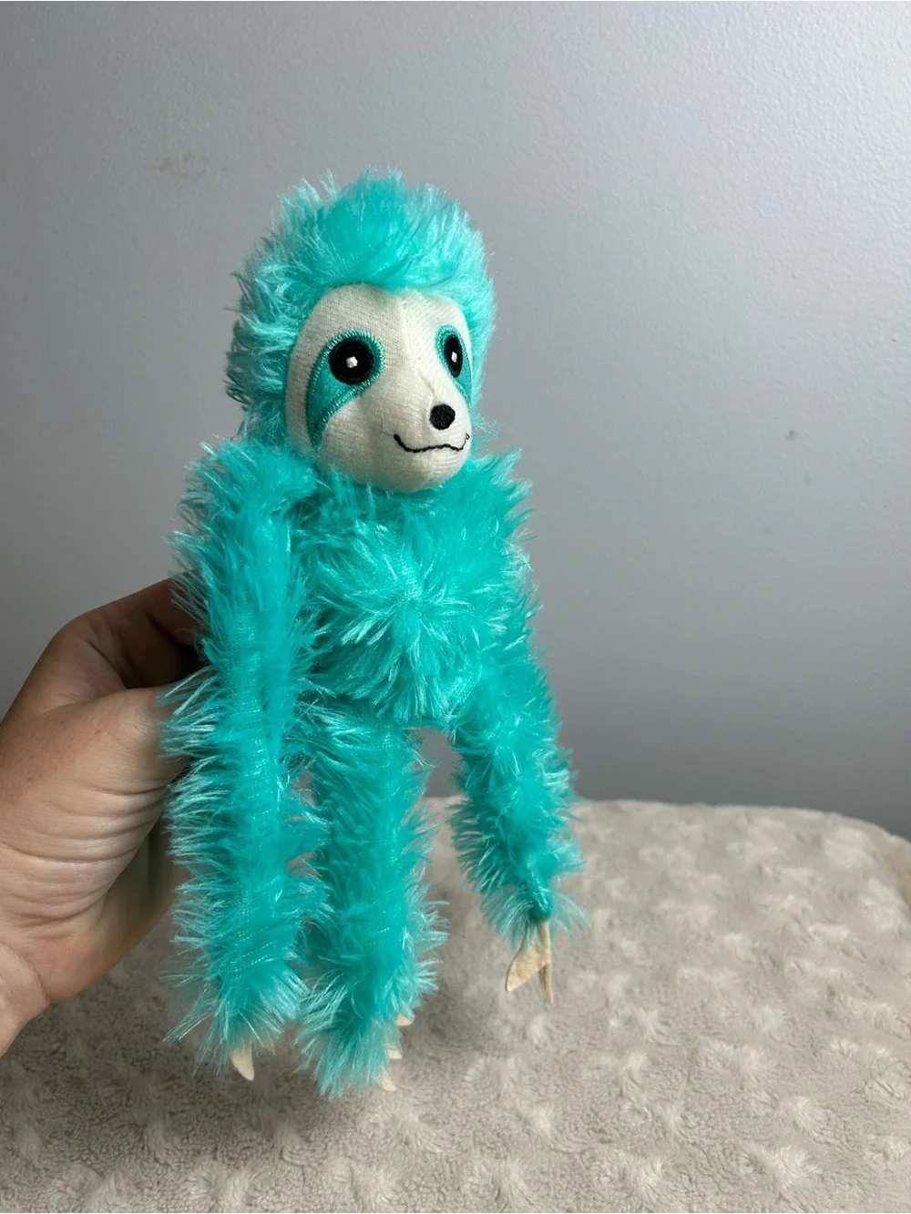 Goffa Three Toed Sloth Plush Stuffed Animal Toy Teal Blue Green White