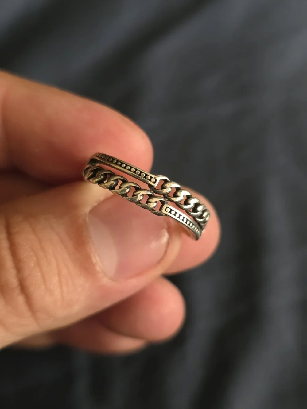 Sterling Silver Chain-Style Women's Ring - Silver