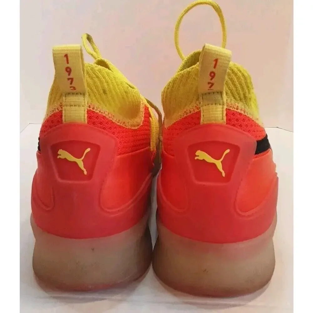 Puma Men's 10.5 Clyde Court Running Sneaker Neon Orange Yellow Hi-top Sneaker