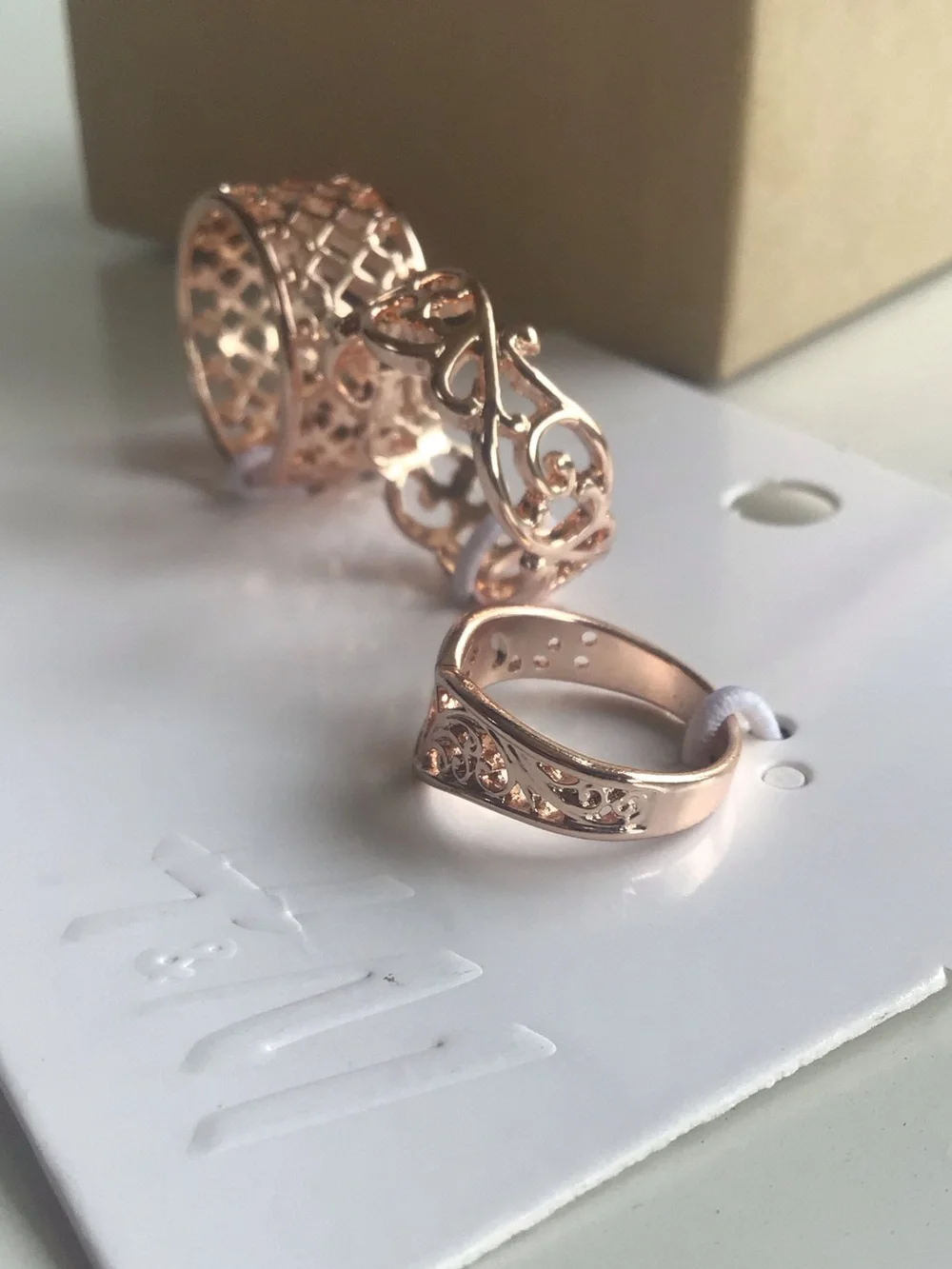 Rose gold tone rings 3 pack set