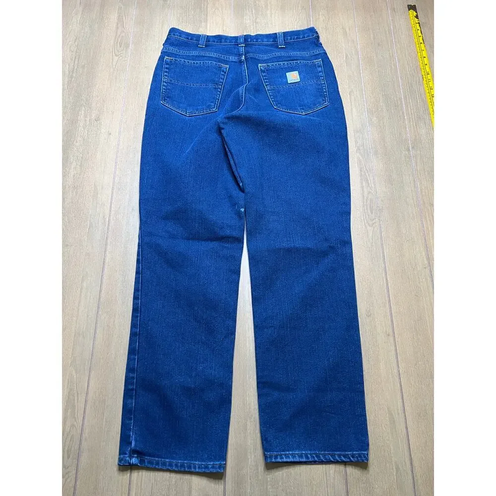 Vintage Carhartt Jeans Mens 34x32 Blue Denim Utility Work‎ Pants Modern Distress