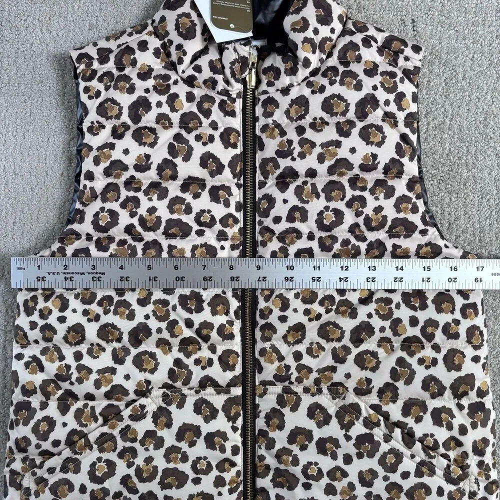 NWT Crewcuts Girls Large Reversible Leopard Puffer Vest Primaloft MSRP $98