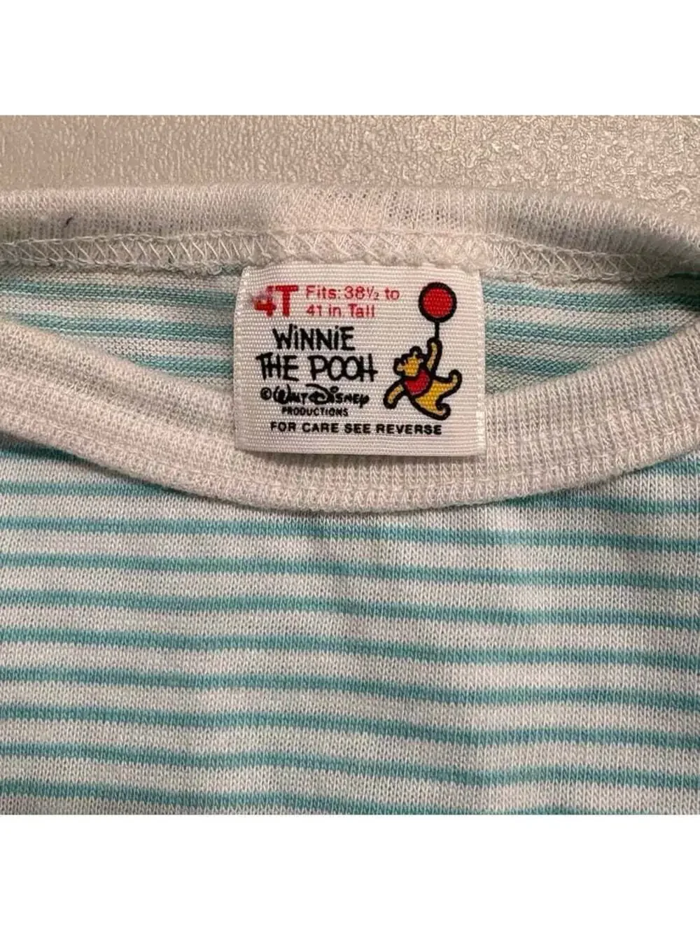 VINTAGE 80s 90s WINNIE THE POOH STRIPED T-SHIRT SIZE 4T WALT DISNEY