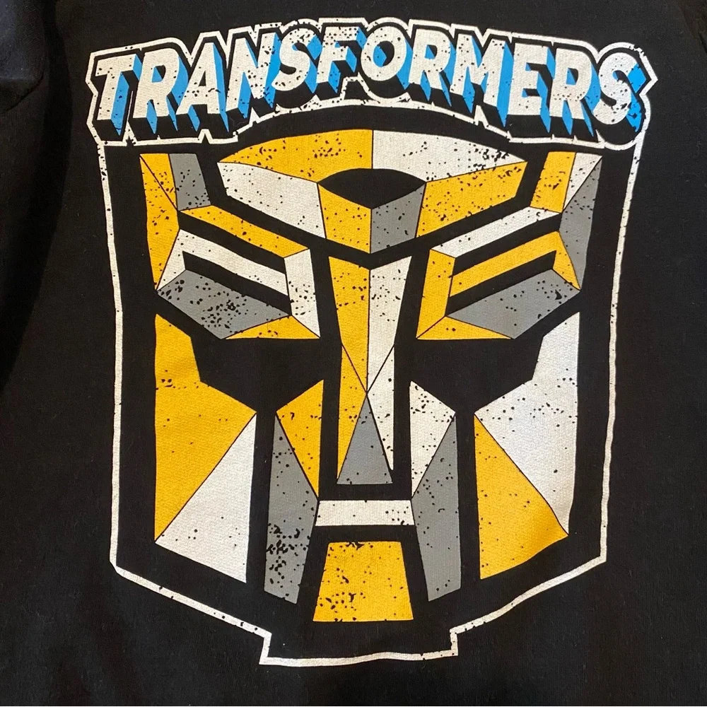 Bumblebee sweatshirt by Transformers with hood black yellow kids shirt size 7/8
