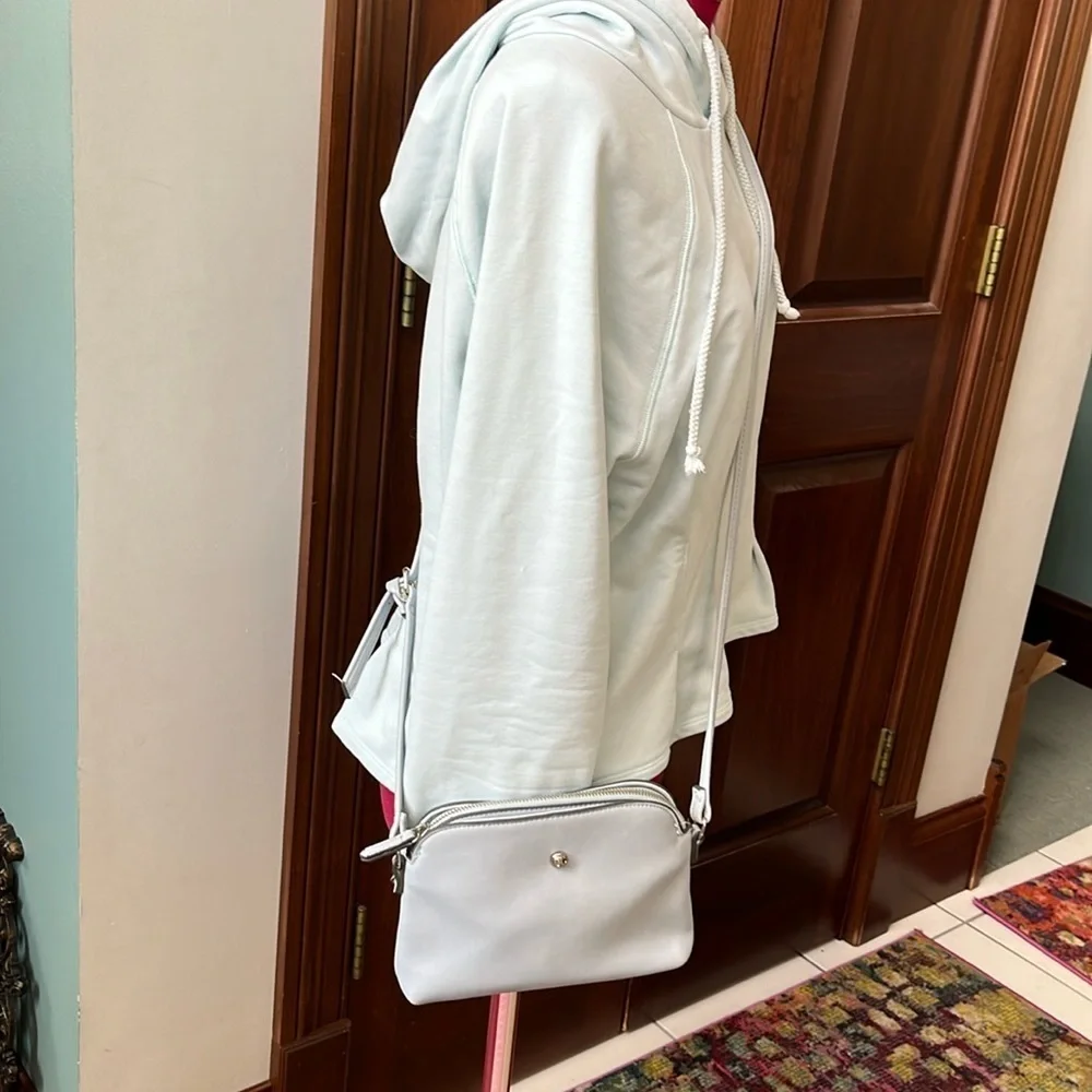 9West  Maria Lopez  Crossbody bag  mini dome top  Vegan leather  light blue  EUC