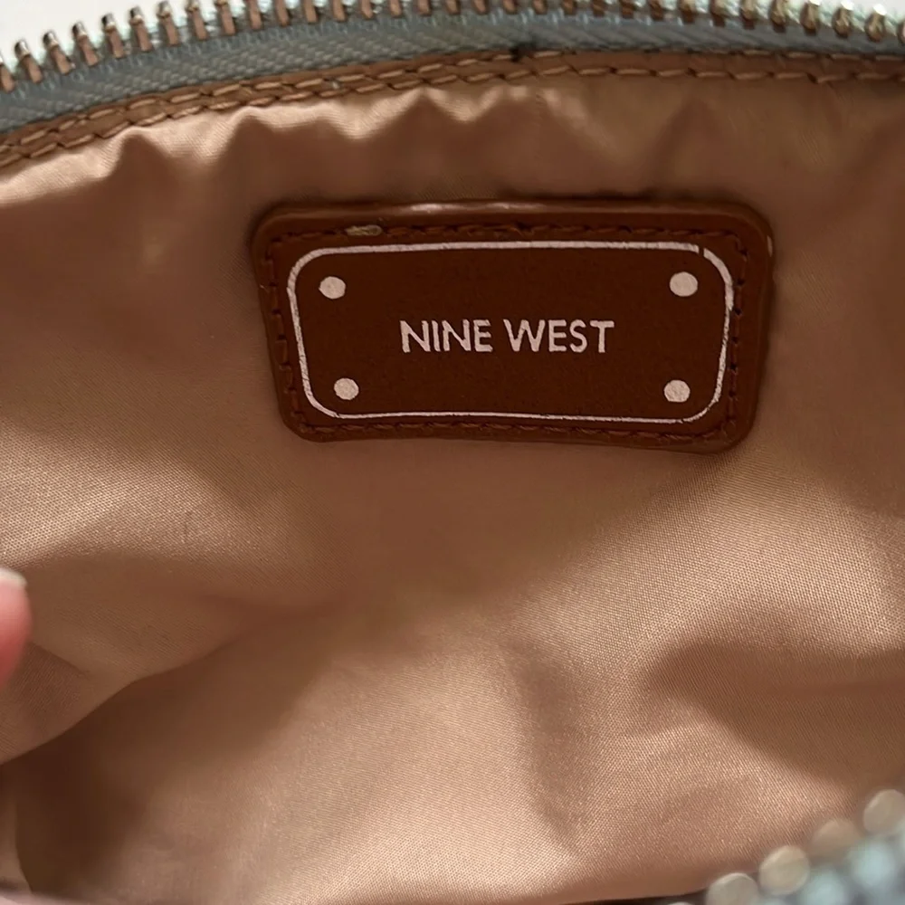 9West  Maria Lopez  Crossbody bag  mini dome top  Vegan leather  light blue  EUC
