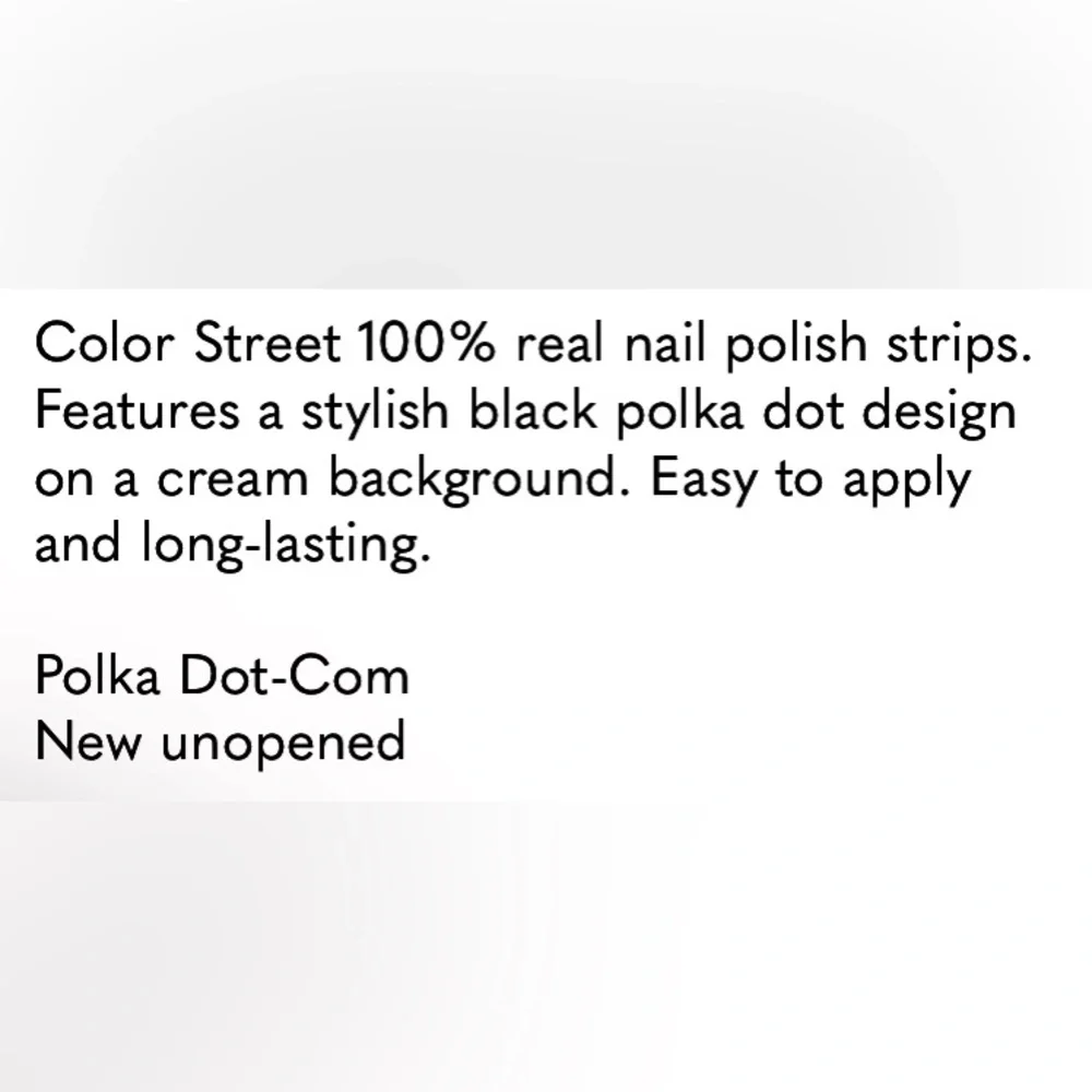 Color Street Black Polka Dot White Nail Strips NEW SEALED wear alone & on polish