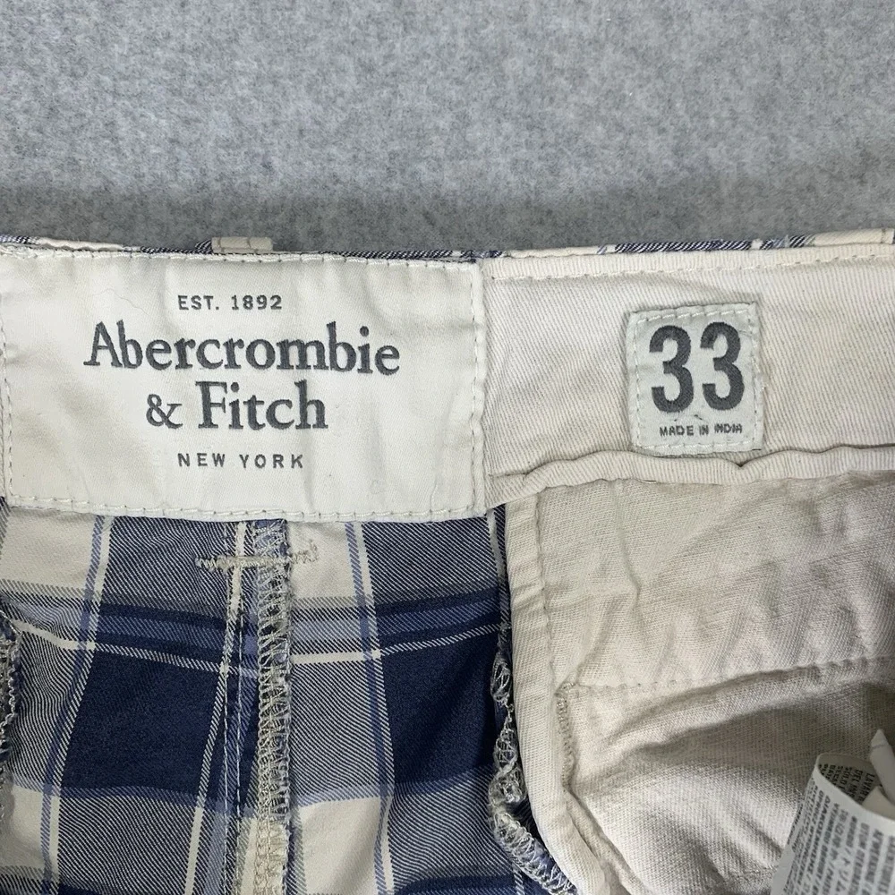 Abercrombie & Fitch Shorts Men's 33 Blue Plaid Checkered Cotton Preppy