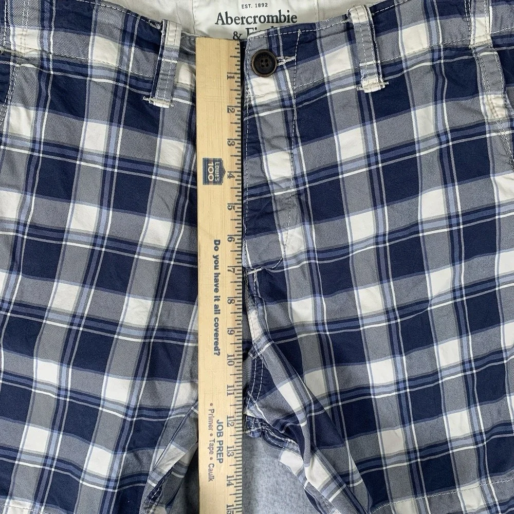 Abercrombie & Fitch Shorts Men's 33 Blue Plaid Checkered Cotton Preppy
