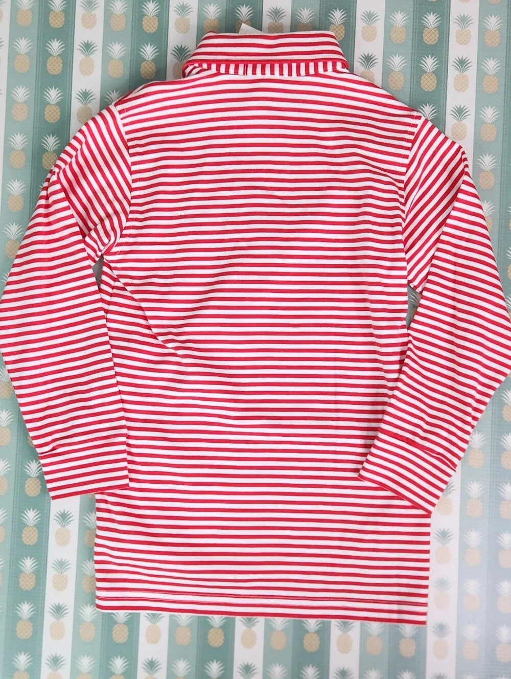 TBBC Prim & Proper Polo - Richmond Red Stripe w/ Multicolor Stork - Long Sleeve