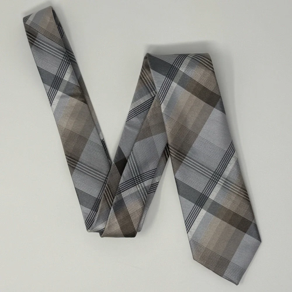 GEOFFREY BEENE 100% SILK‎ Plaid Tie, necktie, preppy, classic, business, office