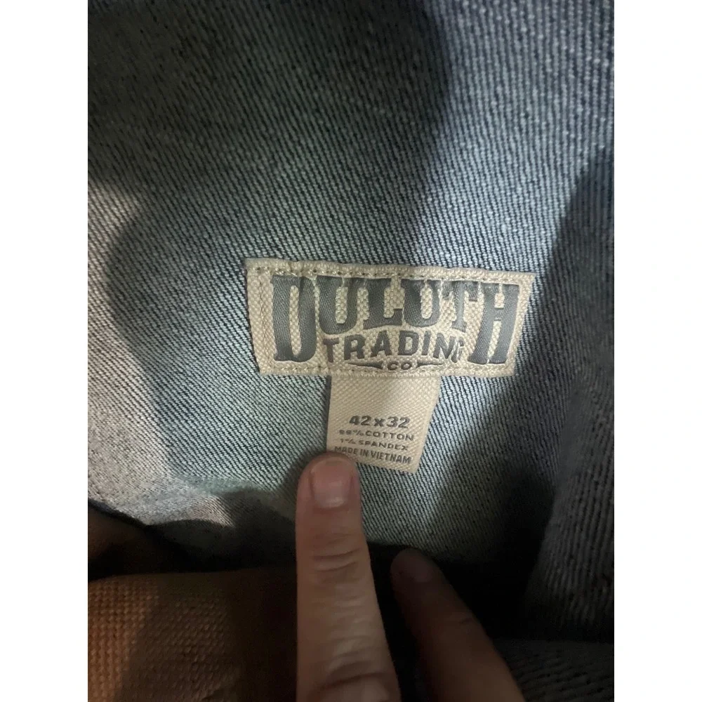 Duluth Trading Co Flex Ballroom Jeans Mens 42x32 Dark Indigo Denim 20207 DNM