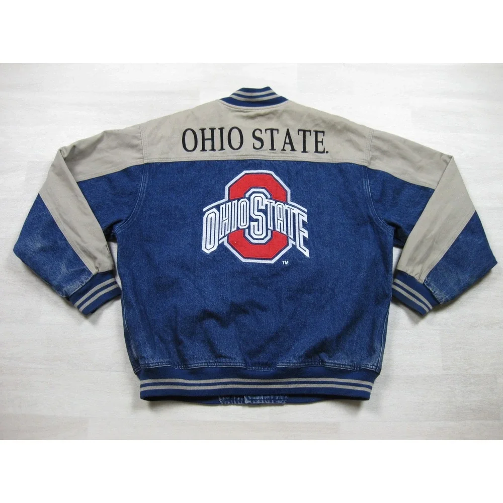 Vintage 90s Lee Sport Varsity Jacket Men's (L) Ohio State Buckeyes Denim
