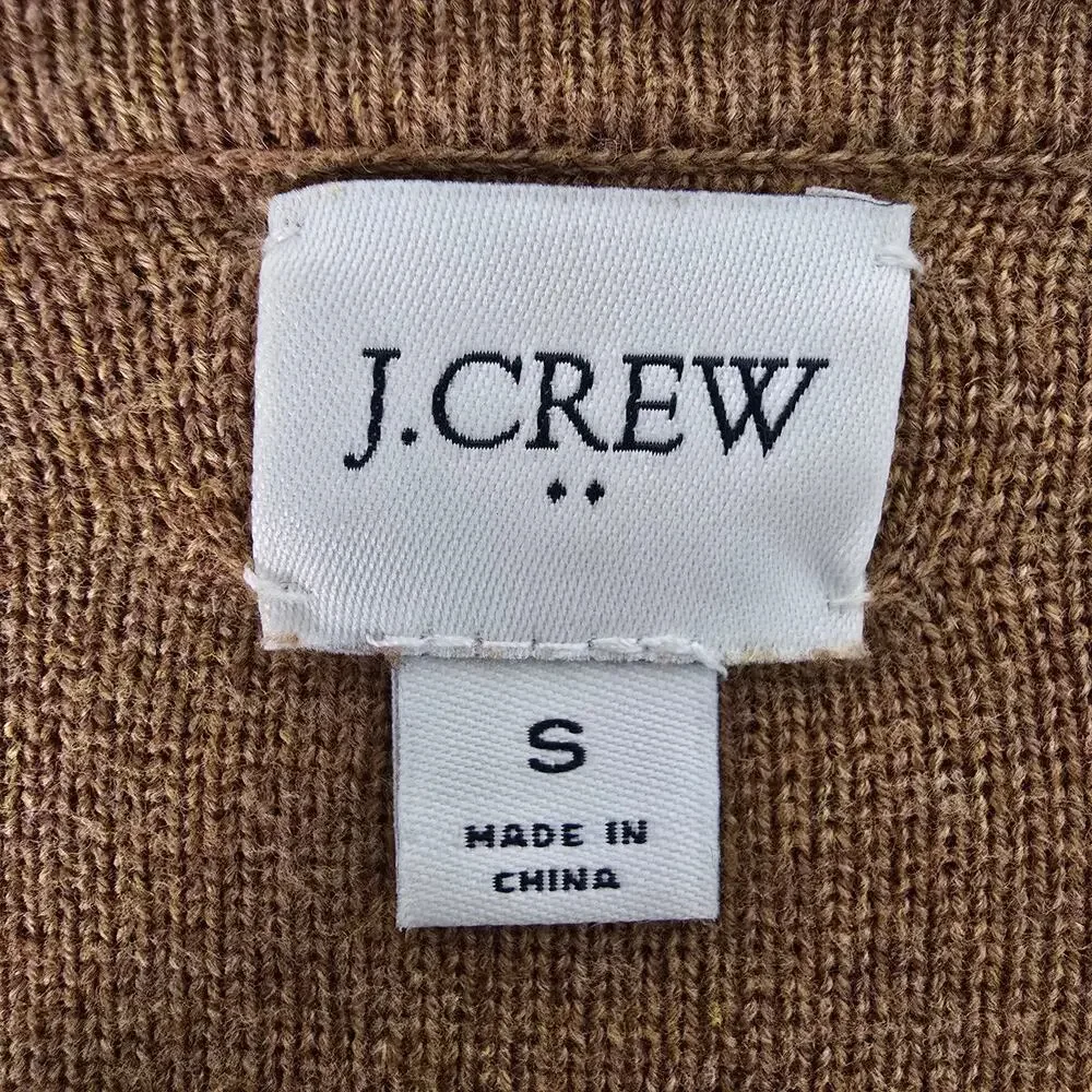 J. Crew Vanessa Cardigan Sweater Jacket Open Front Longline S Cotton Camel Tan