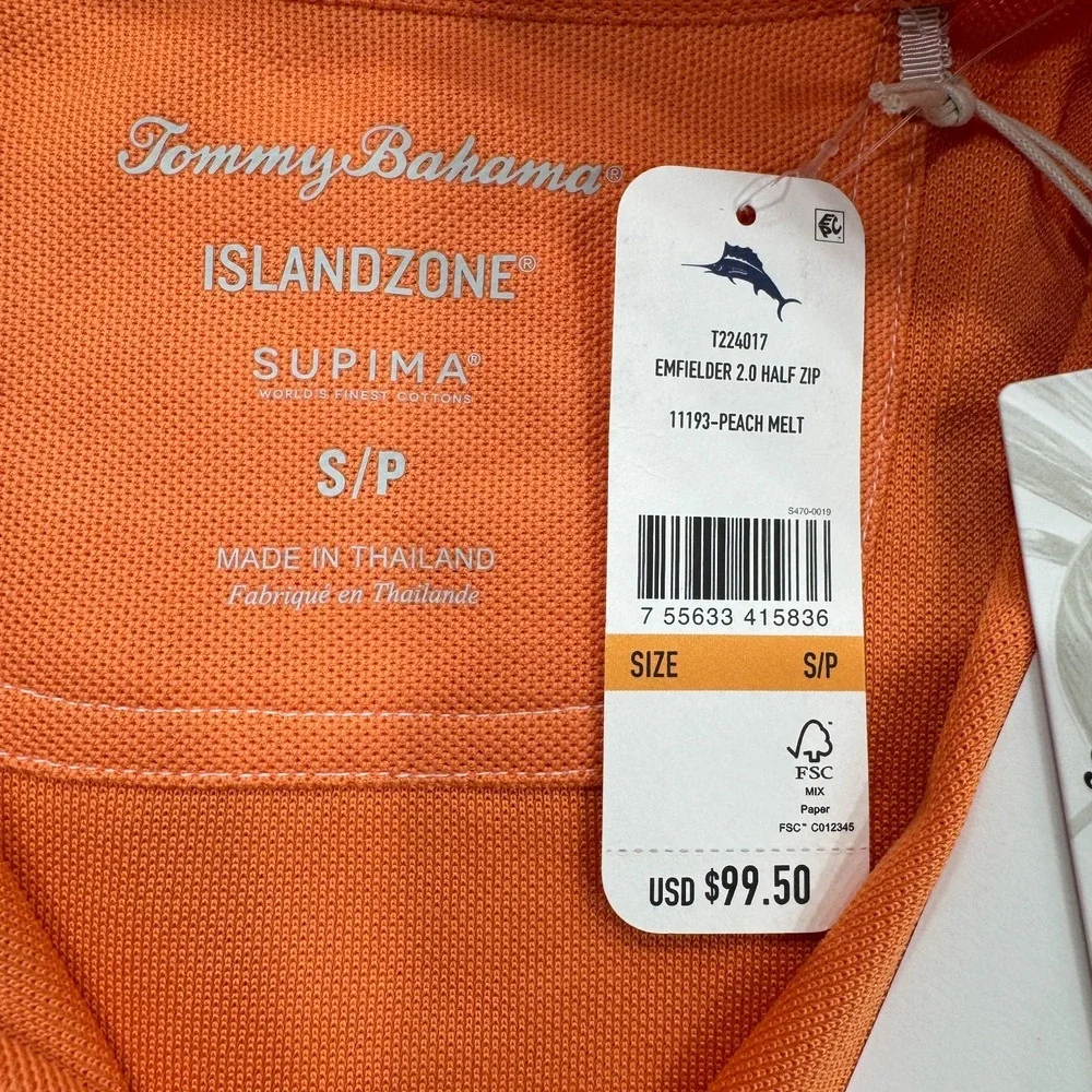 NWT Tommy Bahama Island Zone 1/2 Zip Emfielder 2.0 Sweater Small Supima Golf Men