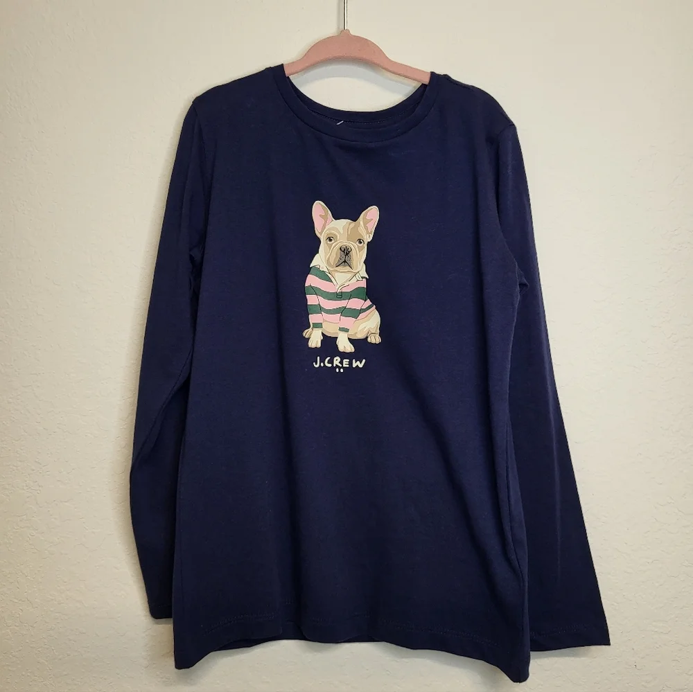 Girl's J Crew Crew Cuts T Shirt 6 - 7   French Bulldog