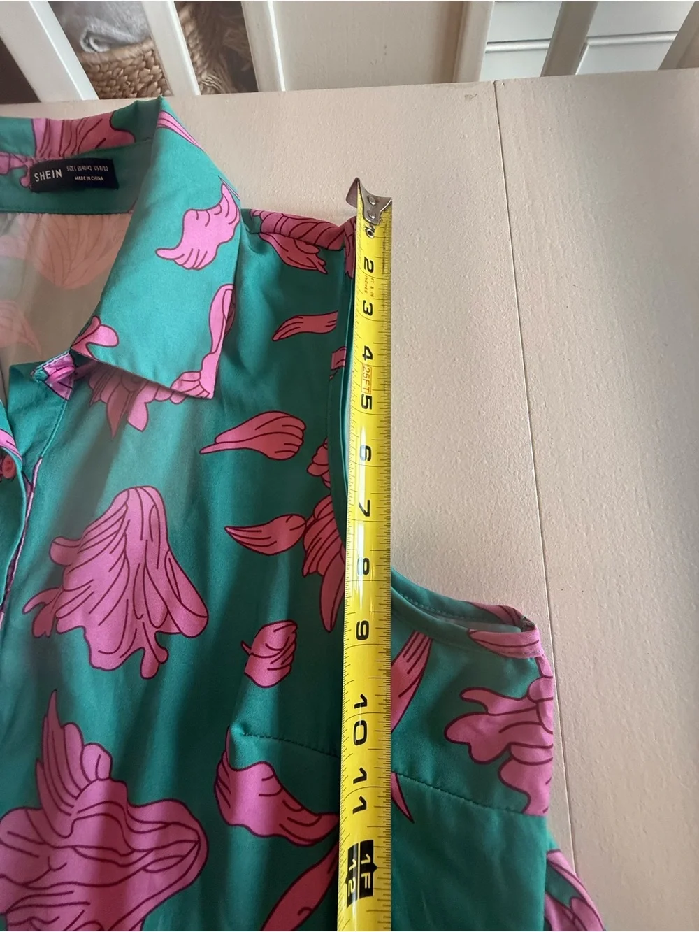 Woman's SHEIN Green Sleeveless Dress with Pink Floral Print large