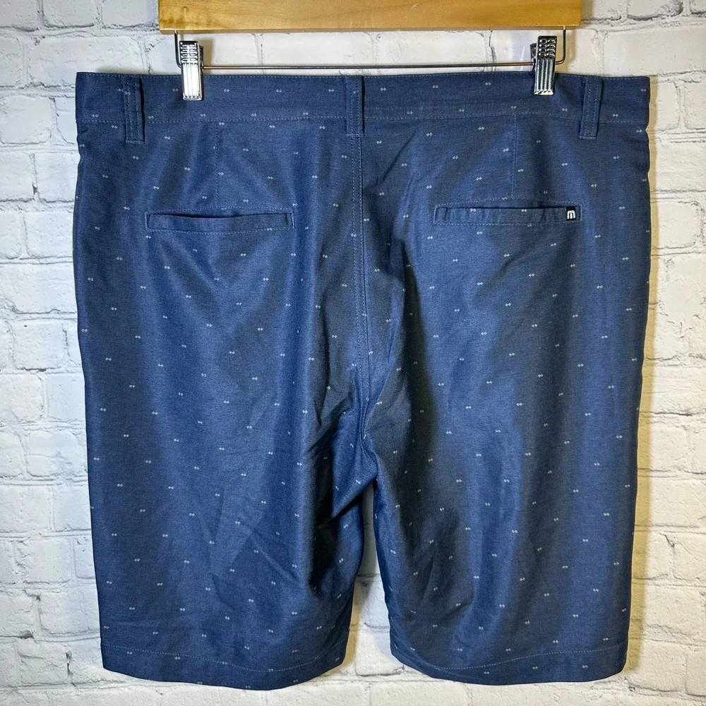 TravisMathew Mens Golf Shorts Navy Blue Geometric Print Stretch Size 38‎