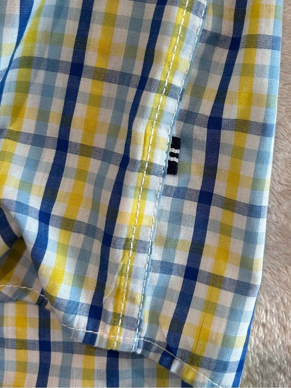 Nautica Boys Medium 10/12 Plaid Button Down Shirt Blue Yellow