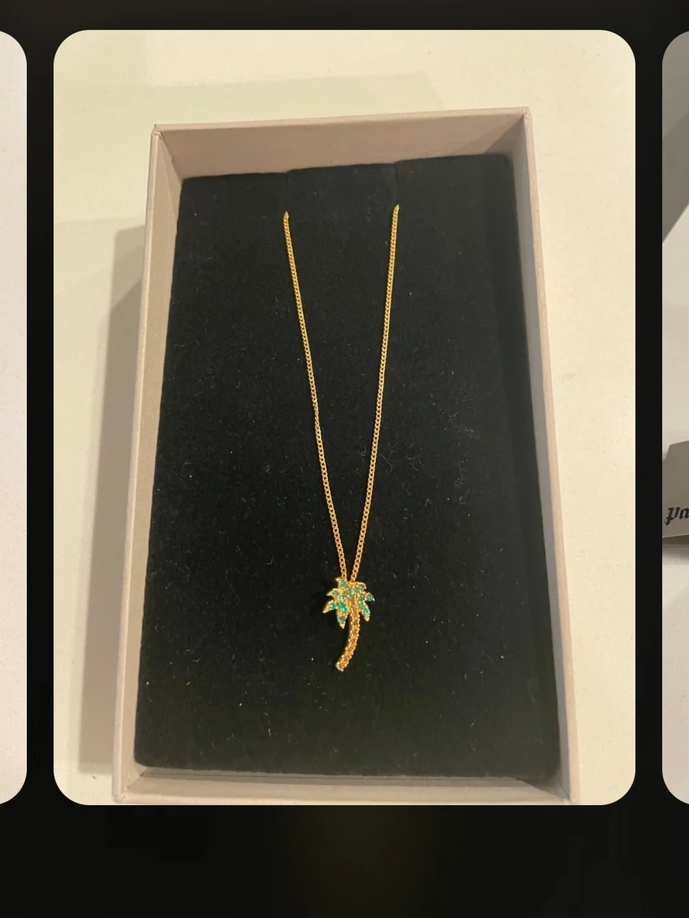 Palm Angels Gold Tone Palm Tree Pendant Necklace 18