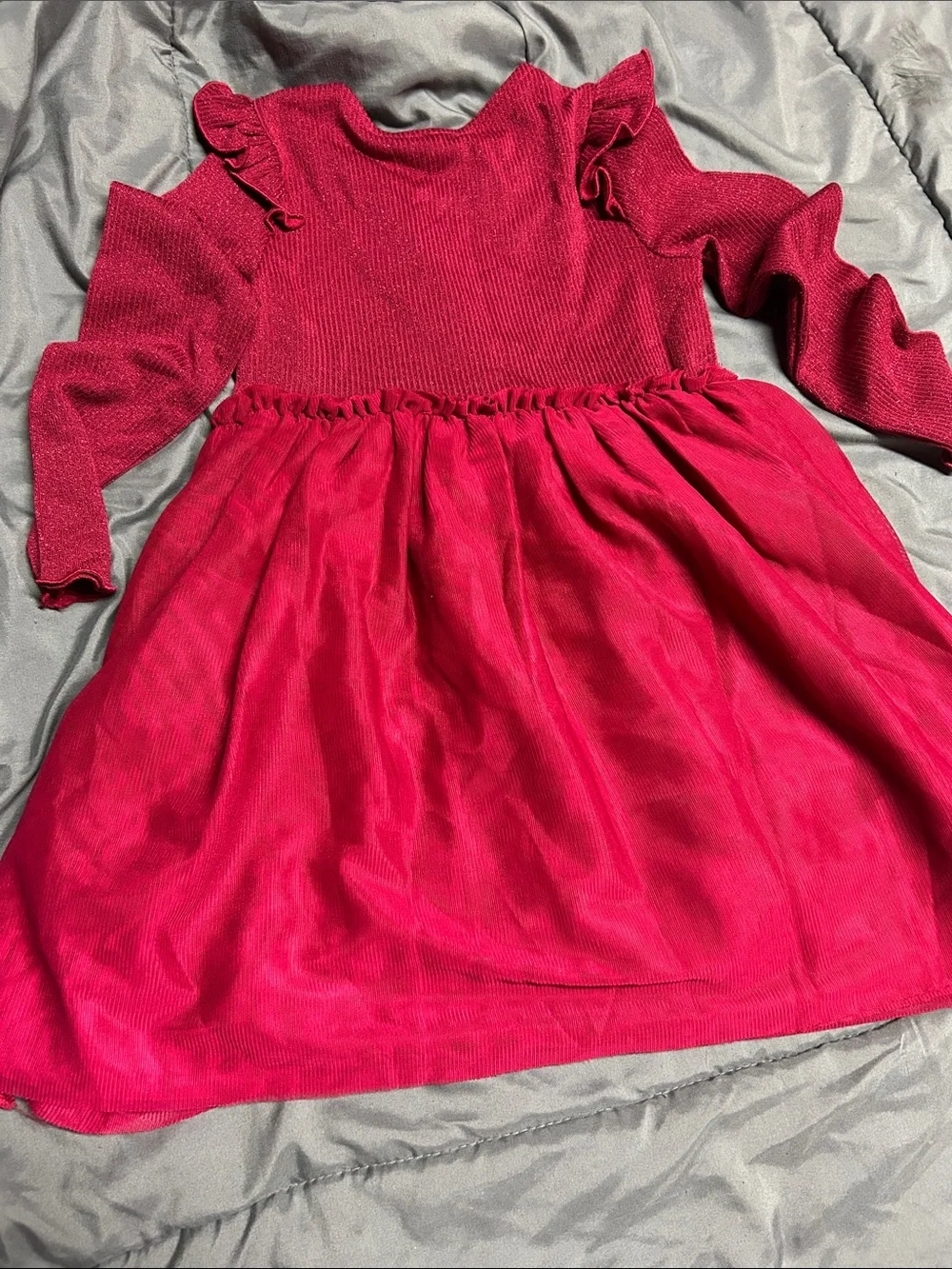 Old Navy Girls Wine Red Knit & Tulle Party Dress