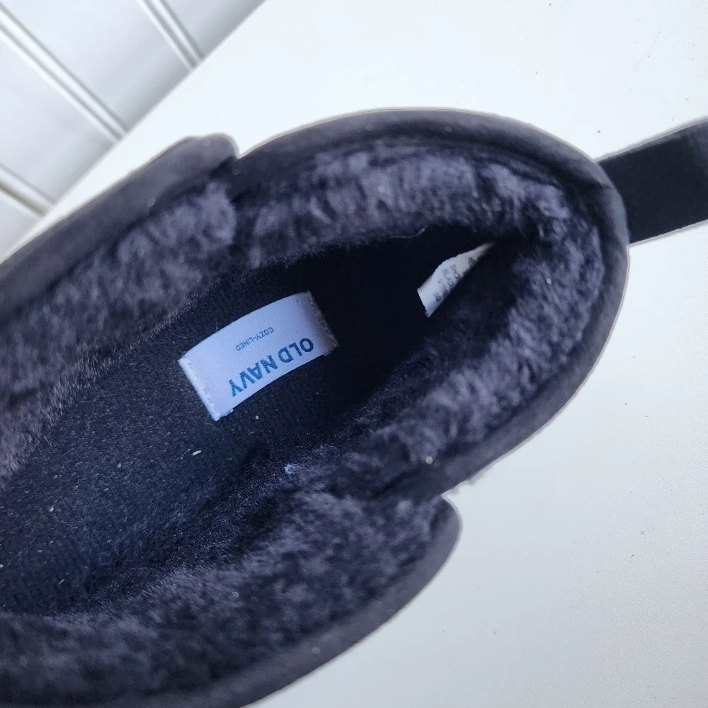 Old Navy Cozy Lined Faux Fur Winter Boots Ankle Booties Black Womens Size 7