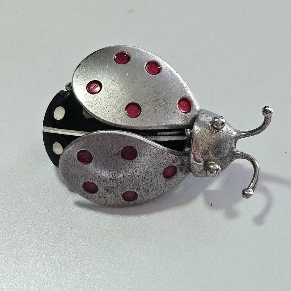 Beau Sterling Silver Vintage Lady Bug Brooch