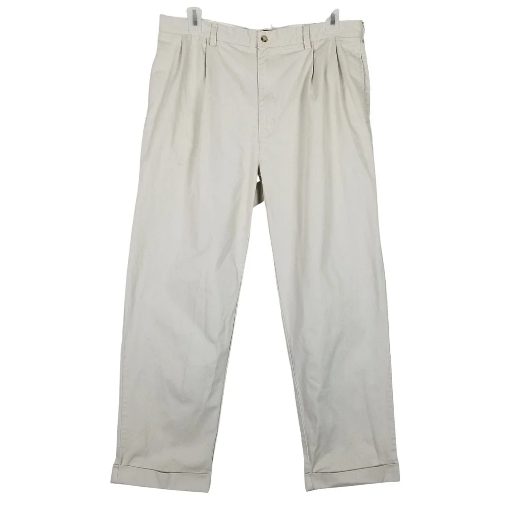 Polo Ralph Lauren Hammond Pant Mens 38x30 Khaki Double Pleated Cuffed Chinos