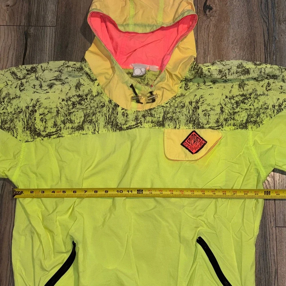 Vintage Ocean Pacific OP Neon Yellow Orange Windbreaker Anorak Pullover Mens L