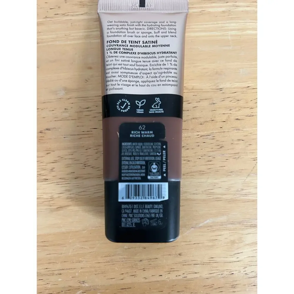 e.l.f. Soft Glam Satin Foundation, Medium Coverage #62, Rich Warm NEW
