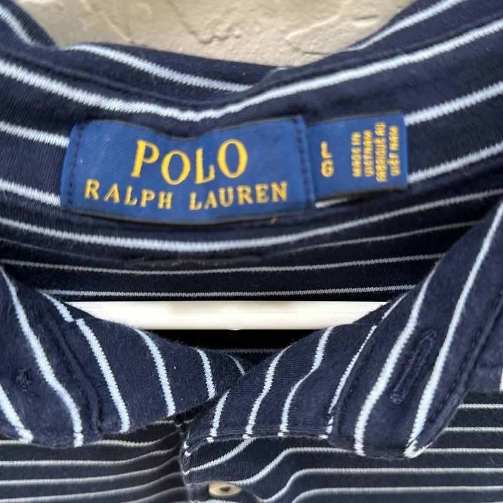 Ralph Lauren Polo Men’s Navy Striped Polo - Large