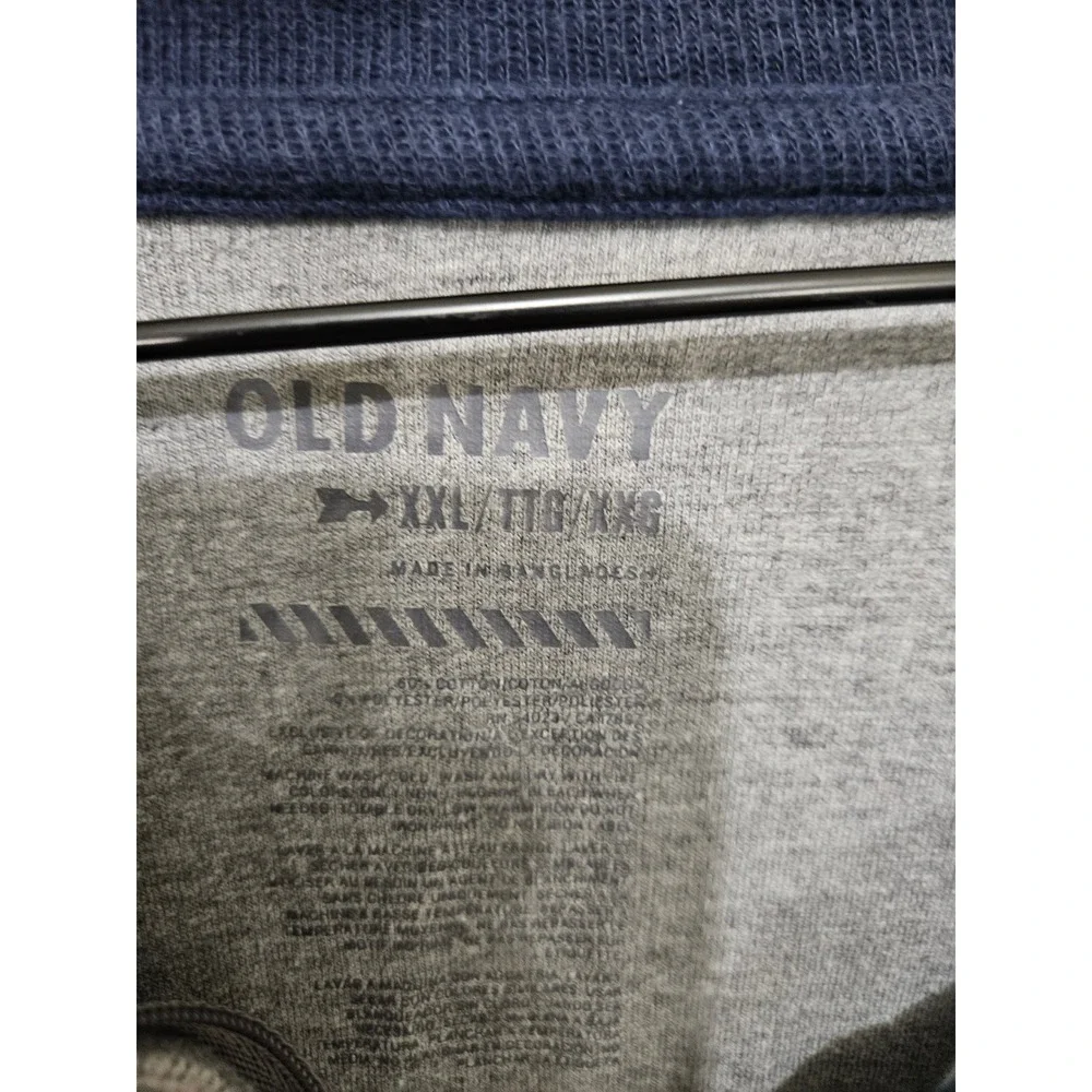 Old Navy Mens XXL Heather Gray Quarter Zip Sweater Lion Crest Mock Neck Pullover