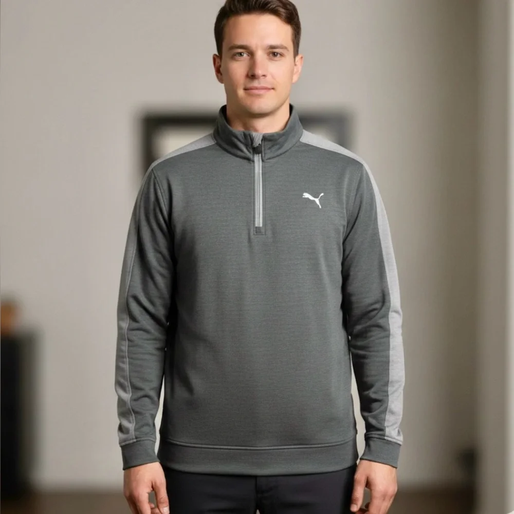 Puma Golf Men’s Cloud Spun T7 1/4 Zip Pullover Gray Small S