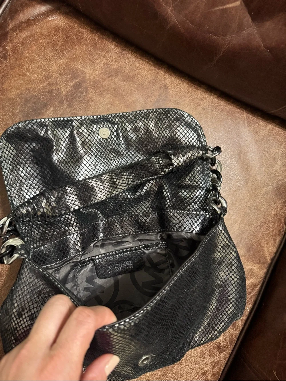 Michael Kors Metallic Black Chain Shoulder Bag