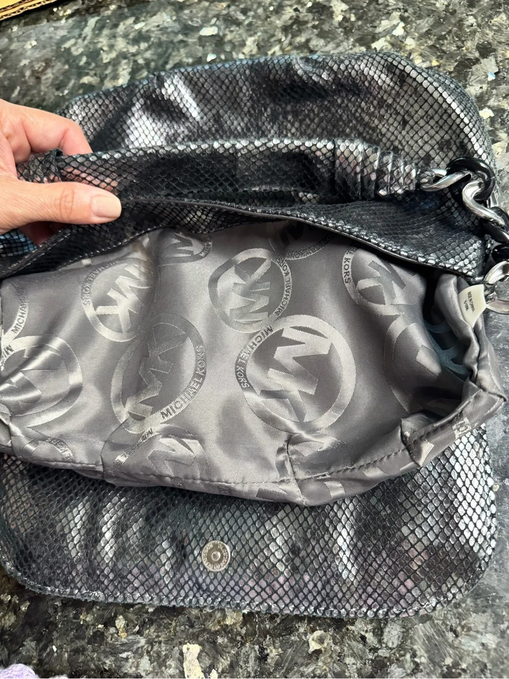 Michael Kors Metallic Black Chain Shoulder Bag